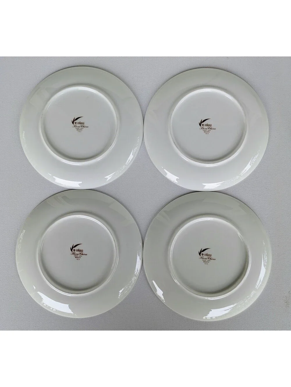 Vintage 1970s Set of 4 Black & White Small Geometric Bone China Plates, Japan